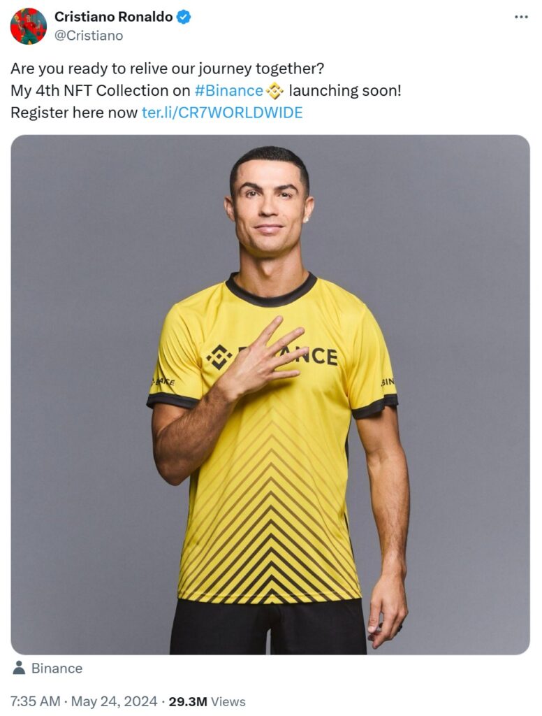Cristiano Ronaldo Launches Fourth NFT Collection with Binance Amid $1 Billion Lawsuit