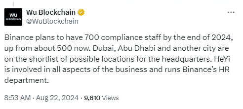 Binance Focuses on Compliance with Massive Recruitment Drive of 1,000 Employees