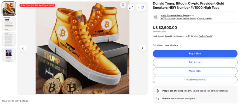 Donald Trump's Limited Edition Bitcoin Sneakers Hit eBay for $2,500